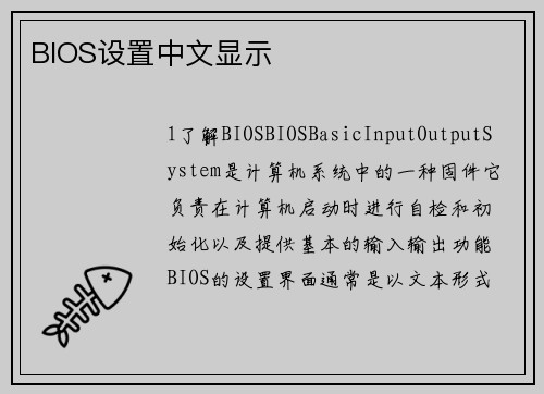 BIOS设置中文显示